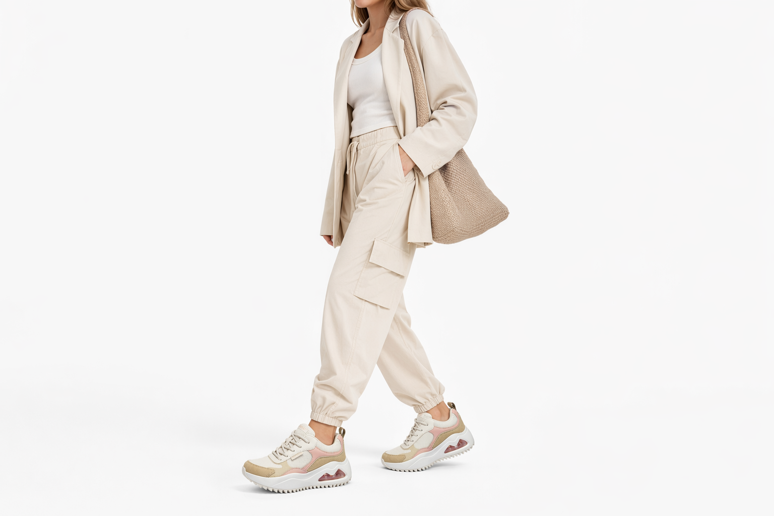 Order Skechers 舒適運動 減震耐磨 低筒 跑步鞋 女款 米白