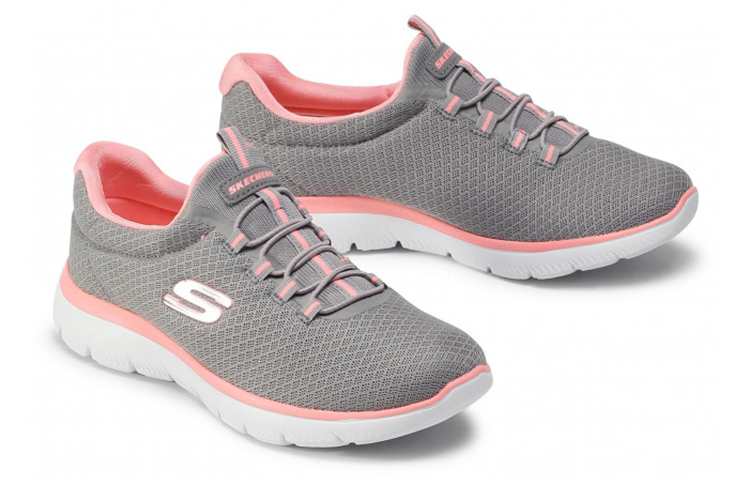 Shop Skechers 耐磨 低筒 跑步鞋 女款 灰粉色