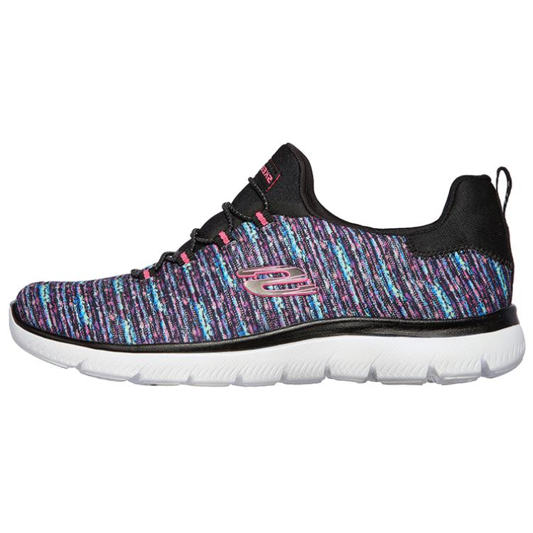 (Women) Skechers Summits Low-Top Running Shoes Black/Purple 149525-BKMT