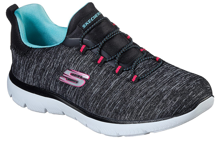 Lookbook Skechers 女款 Summits Quick Getaway 低筒跑步鞋 灰藍色