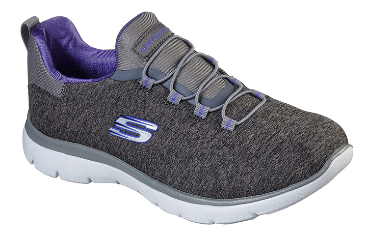 Lookbook Skechers 女款 Summits 快速離開 低幫運動鞋 灰紫色