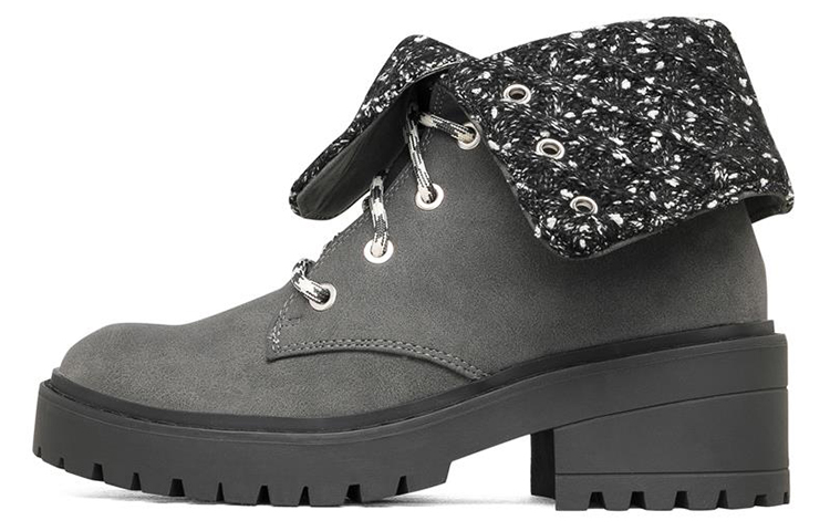 (W) Skechers Teen Spirit Knit Buzz Ankle Boot 'Black Charcoal'