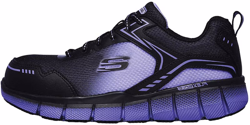 (Women) Skechers Telfin Arterios Alloy Toe 'Black Purple' 108009-BKPR Buy (Women) Skechers Telfin Arterios Alloy Toe 'Black Purple' 108009-BKPR