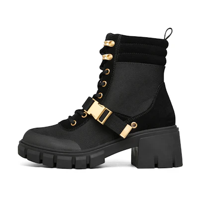 (W) Skechers Top Notch Martin Boots Black/Gold