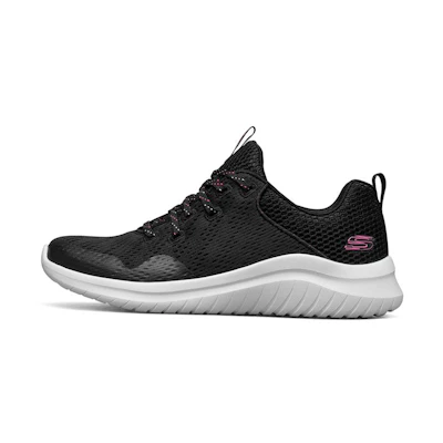 (W) Skechers Ultra Flex 2.0 Low-Top Running Shoes Black/White