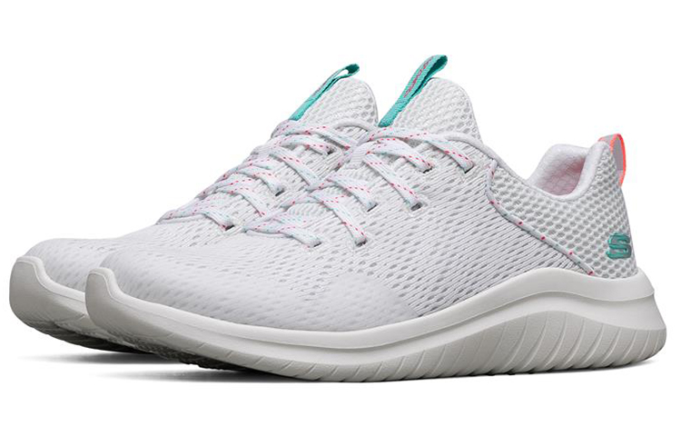 Lookbook (W) Skechers Ultra Flex 2.0 Lage Sneakers Wit/Groen Hardloopschoenen 149090-WHT
