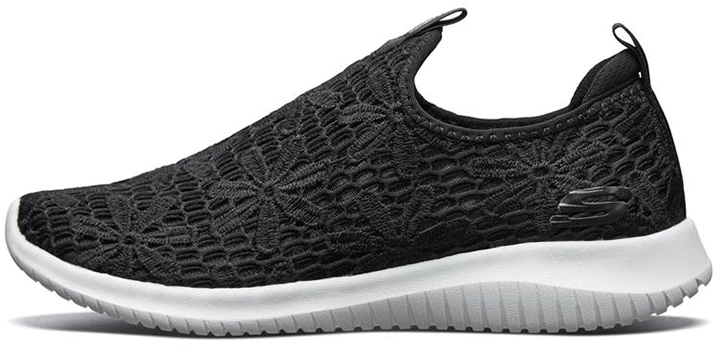 women-skechers-ultra-flex-slip-on-black-white-13119-bkw