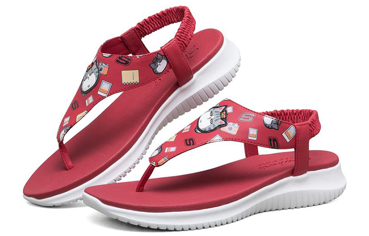 Lookbook 吾皇萬歲 x Skechers Ultra Flex 休閒涼鞋 女款 紅色