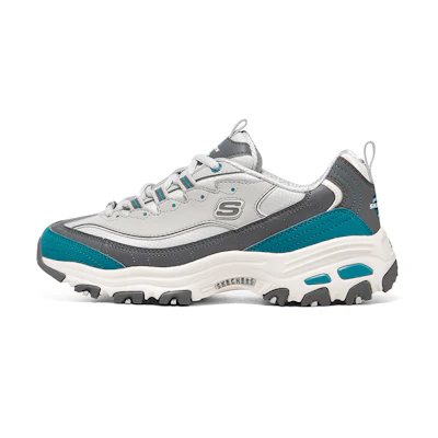 (W) Skechers D'lites 1.0 'White Teal Grey'