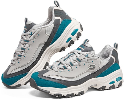 (W) Skechers D'lites 1.0 'Putih Teal Abu' 896262-GYBL Shop (W) Skechers D'lites 1.0 'Putih Teal Abu' 896262-GYBL