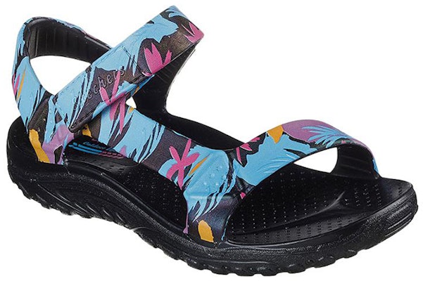(W) Skechers Sandal Kasual Velcro 'Hitam Biru' 111170-BKMT Lookbook (W) Skechers Sandal Kasual Velcro 'Hitam Biru' 111170-BKMT