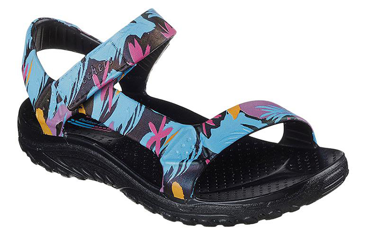 Lookbook (W) Skechers Sandal Kasual Velcro 'Hitam Biru' 111170-BKMT