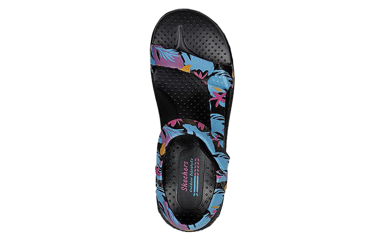 Shop (W) Skechers Sandal Kasual Velcro 'Hitam Biru' 111170-BKMT