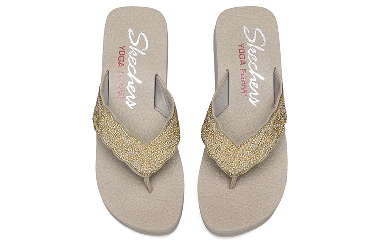 Shop Skechers Vinyasa 夾腳休閒運動拖鞋 女款 灰褐色