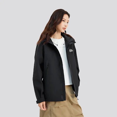 (W) Jaket Hooded Bernafas Wanita Skechers Outdoor Series Warna Carbon Black L424W166-0018 Details for (W) Jaket Hooded Bernafas Wanita Skechers Outdoor Series Warna Carbon Black L424W166-0018
