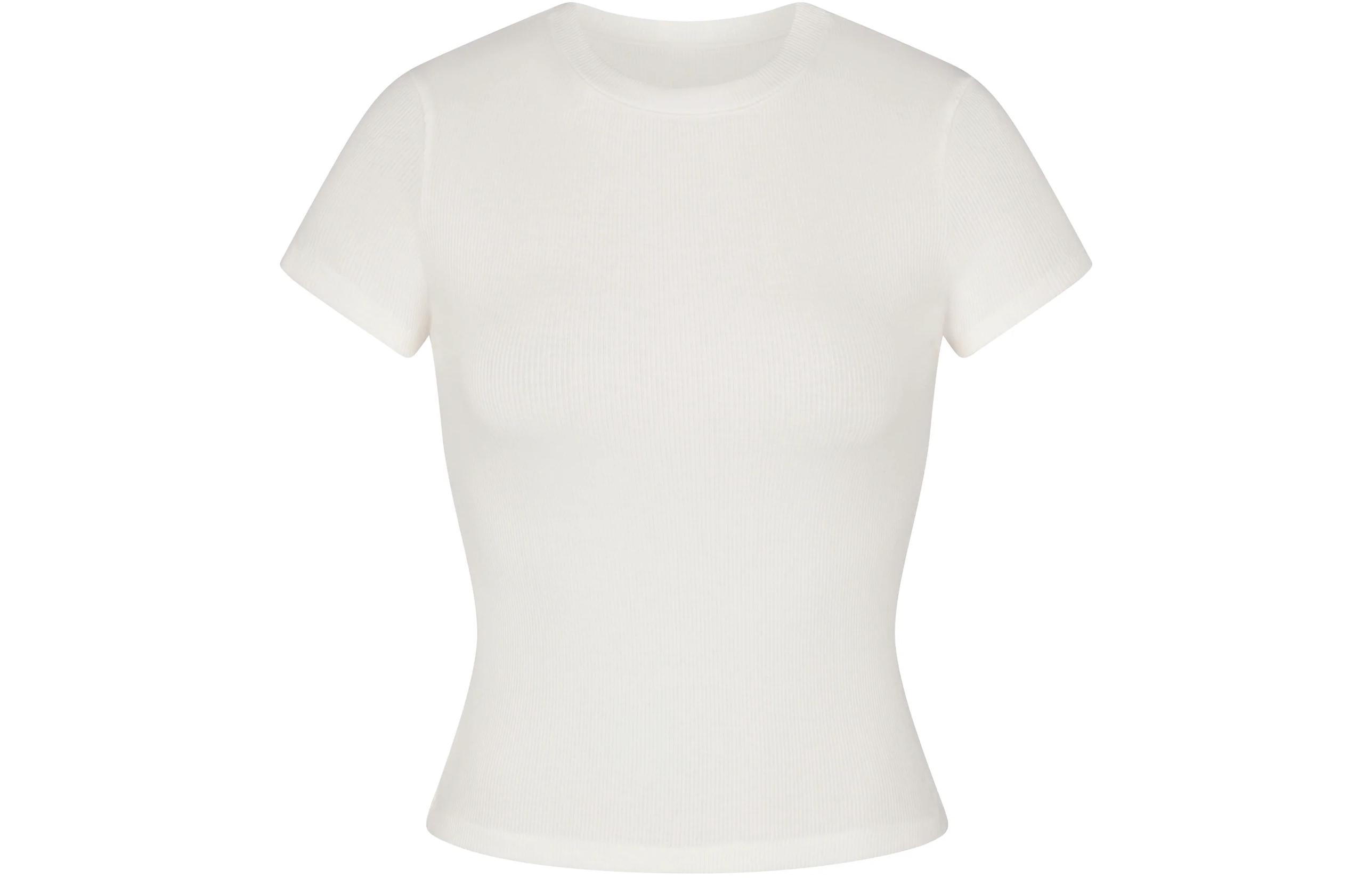 (Women) SKIMS  Ribbed Short-Sleeve Crewneck T-Shirt Marble Color. AP-TSH-0815-MBL