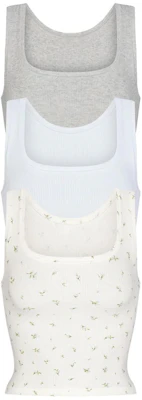 (W) SKIMS ブライダル コットンリブタンク 3枚セット - カラーブロック タンクトップ ブルーローズバッド TP-TNK-5594W-LHG Buy (W) SKIMS ブライダル コットンリブタンク 3枚セット - カラーブロック タンクトップ ブルーローズバッド TP-TNK-5594W-LHG