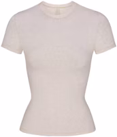 (Women) SKIMS Cotton Jersey T-Shirt Heather Oatmeal Round Neck Short Sleeve AP-TSH-0638-HOM (Women) SKIMS Cotton Jersey T-Shirt Heather Oatmeal Round Neck Short Sleeve AP-TSH-0638-HOM