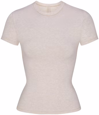 (Women) SKIMS Cotton Jersey T-Shirt Heather Oatmeal Round Neck Short Sleeve AP-TSH-0638-HOM Buy (Women) SKIMS Cotton Jersey T-Shirt Heather Oatmeal Round Neck Short Sleeve AP-TSH-0638-HOM