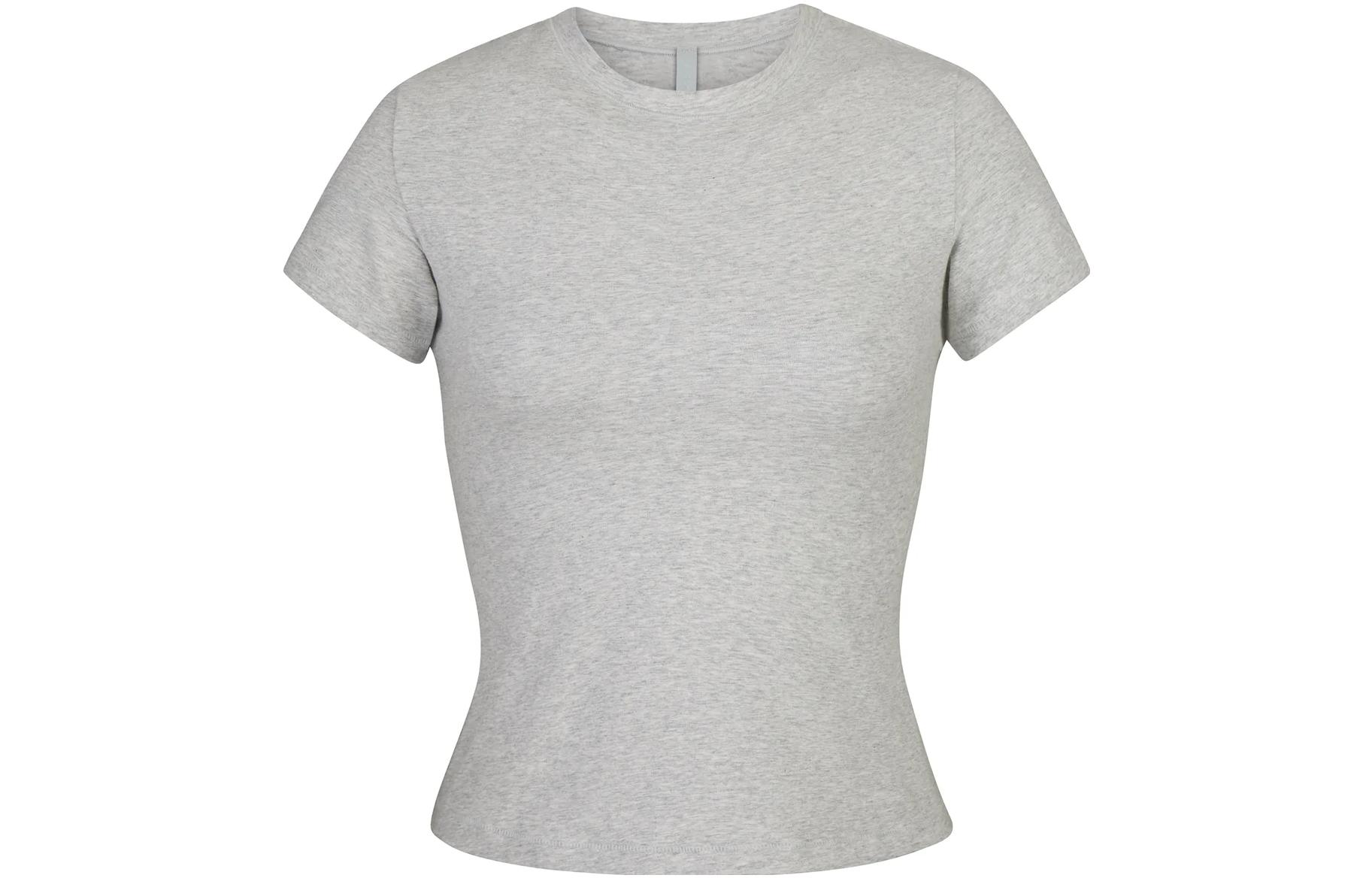 (Women) SKIMS Cotton Jersey  T-Shirt Light Heather Grey AP-TSH-0638-HEG