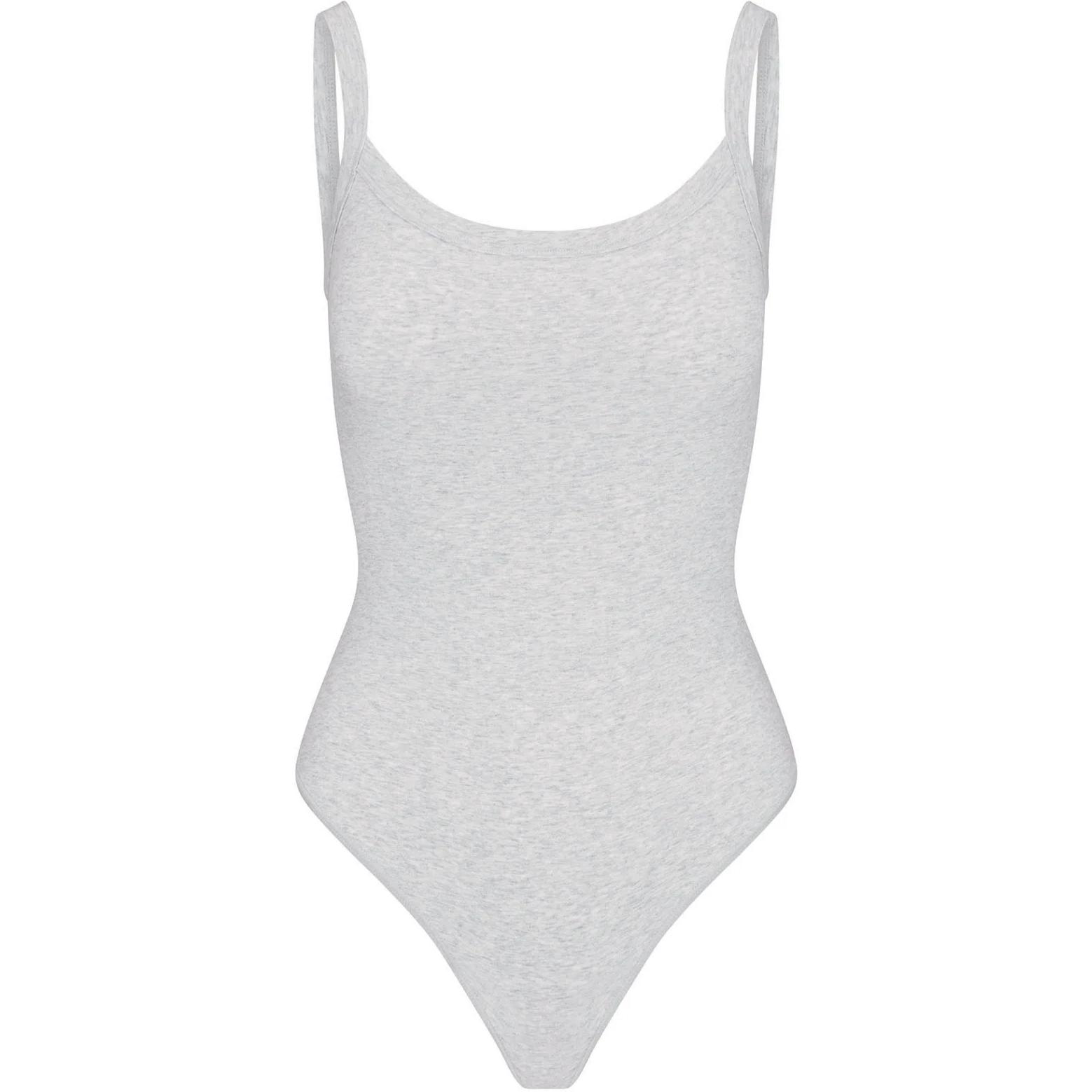 (Women) SKIMS Cotton Jersey Scoop Neck Bodysuit Women Light Heather Grey BD-THG-5515W-LHG
