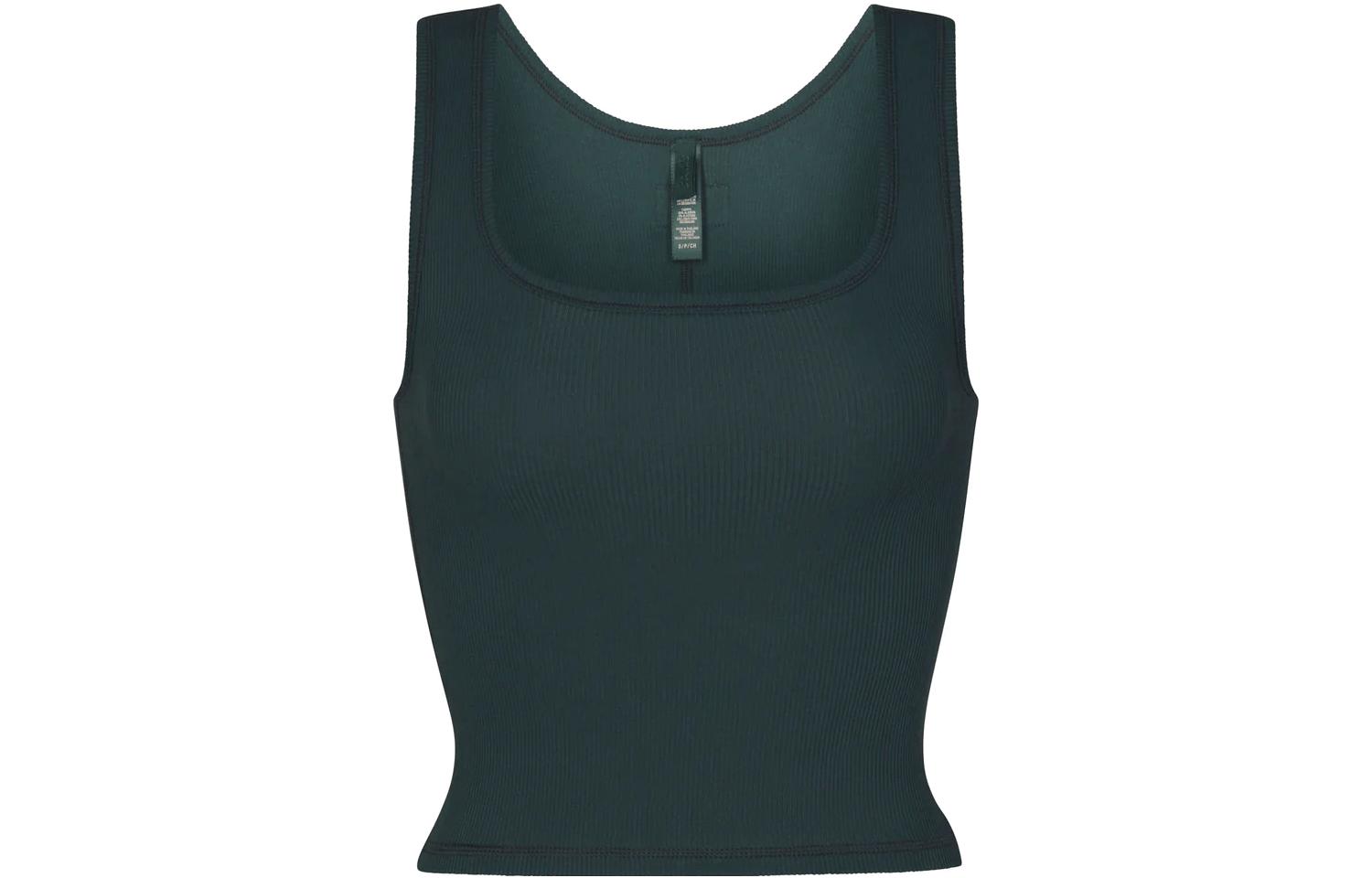 (Women) SKIMS Cotton Rib Tank Fitted Crewneck Top Spruce Multi. TP-TNK-4540-SPR