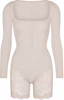 (Women) SKIMS Fits Everybody Lace Long Sleeve Onesie Women’s Stone Color. OS-MDT-5167W-STO (Women) SKIMS Fits Everybody Lace Long Sleeve Onesie Women’s Stone Color. OS-MDT-5167W-STO