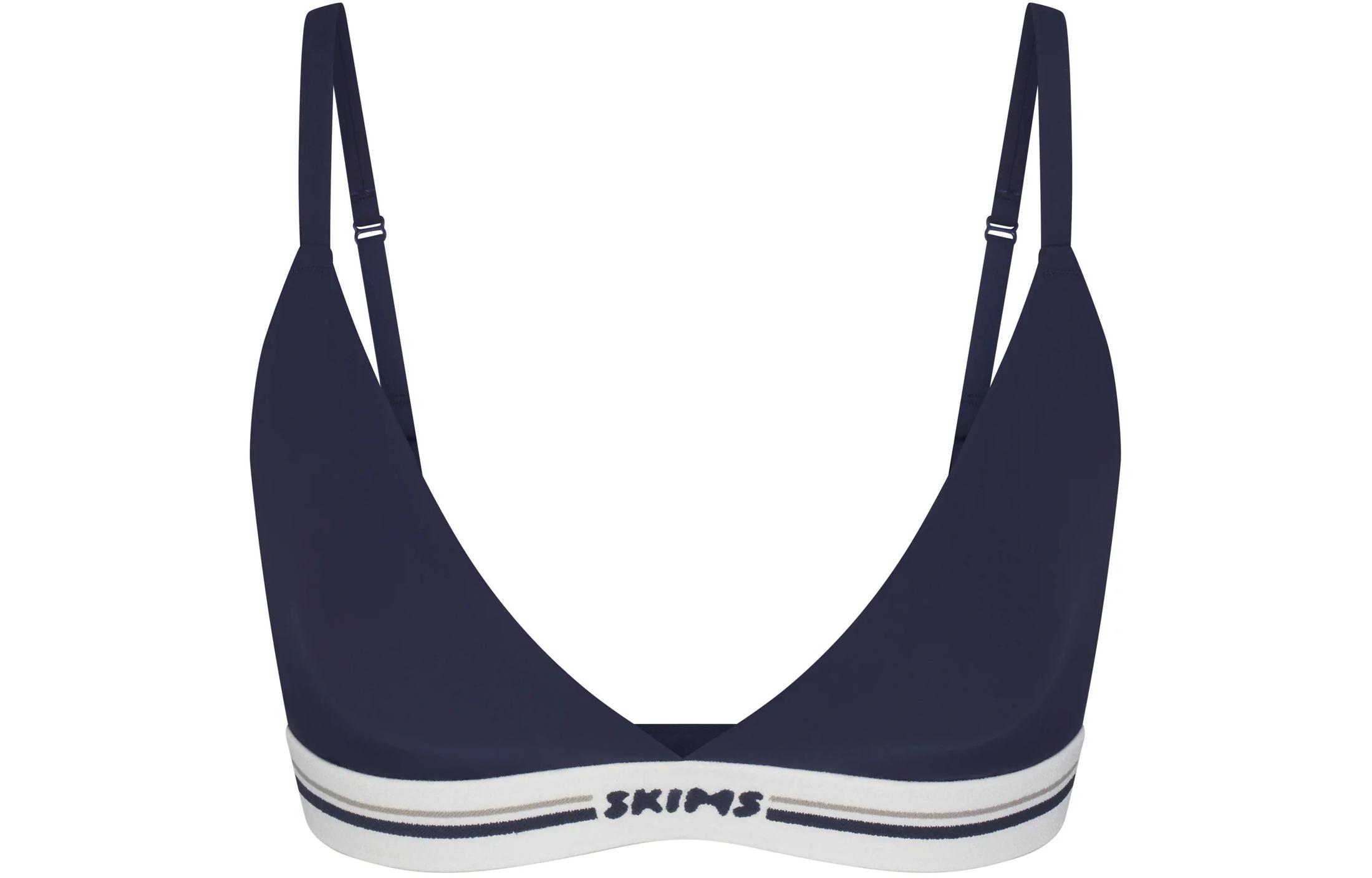 (Women) SKIMS Fits Everybody Logo Triangle Bralette Navy  Comfortable Lingerie BR-TRI-4624-NVY