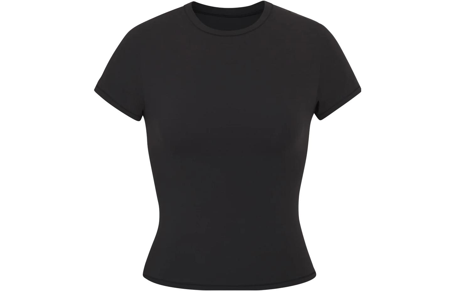 Buy (Women) SKIMS FITS EVERYBODY T-Shirt Onyx Black Slim Fit Tee AP-TSH-0649-ONX