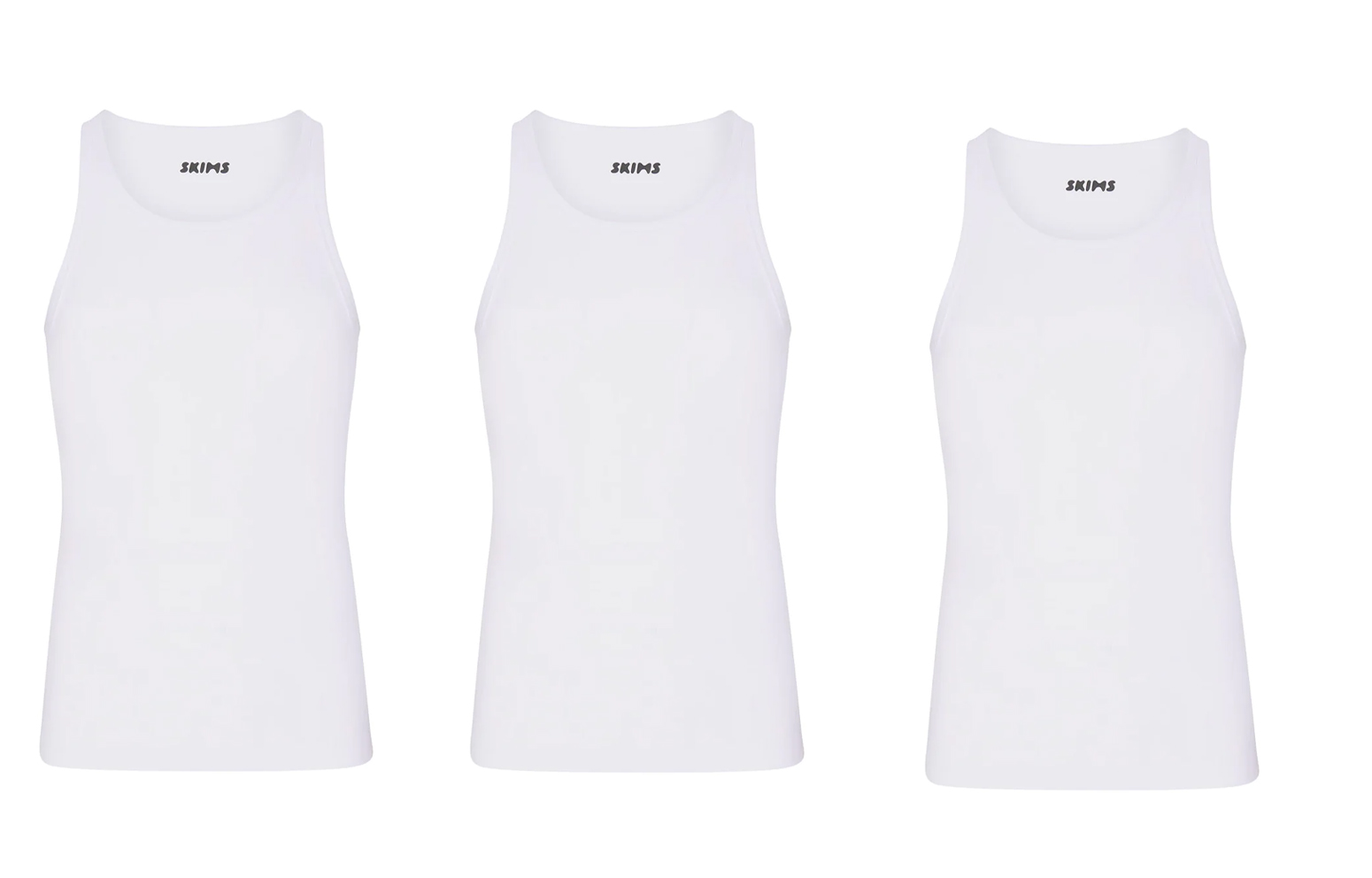 SKIMS FW23 Cotton Ribbed Tank 3-Pack Breathable Slim Fit - Chalk Color. TP-TNK-5636M-CHK