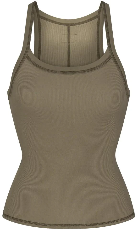 women-skims-fw-23-cotton-scoop-tank-ribbed-olive-green-casual-sports-top-tp-tnk-3949-arm