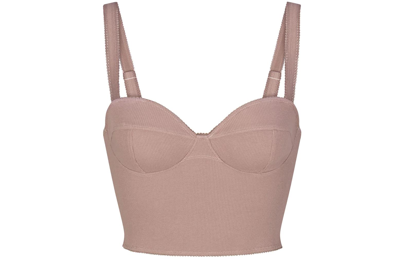 (Women) SKIMS Ribbed Adjustable Cropped Camisole Women UMBER/Brown TP-CAM-4779-UMB