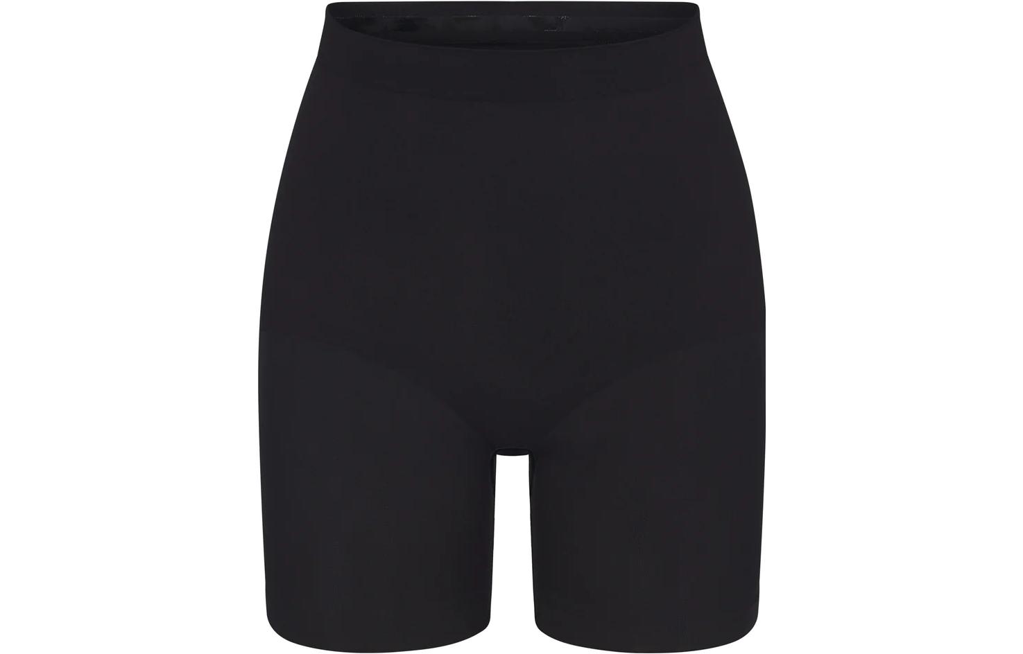 (Women) SKIMS Seamless Sculpt High-Waist Mid-Thigh Shorts  Onyx Black. BO-SHO-3363-ONX