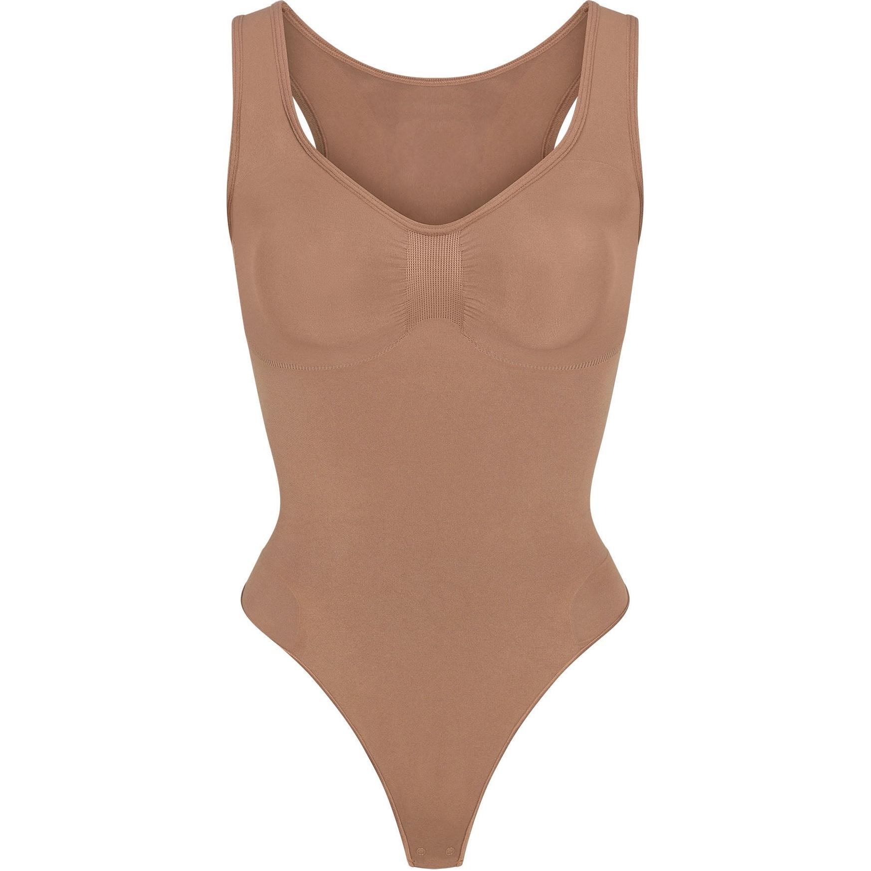 (Women) SKIMS Seamless Sculpt Scoop Neck Thong Bodysuit  Sienna Brown BD-THG-2896-SIENNA