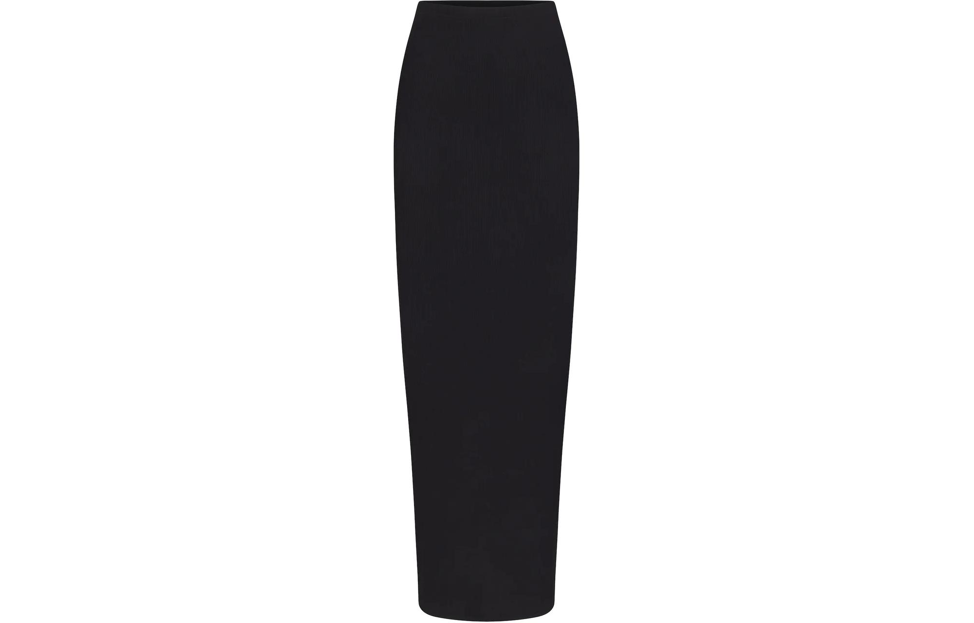 (Women) SKIMS Soft Lounge Ribbed High-Waist Long Skirt Women Onyx/Jet Black BO-SKT-3492-ONX