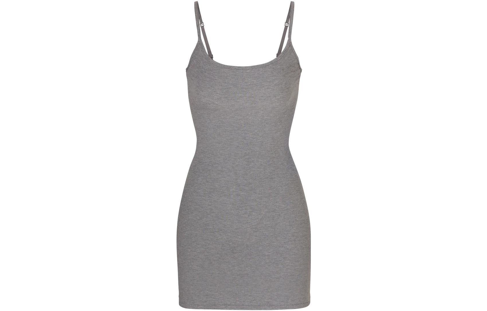(Women) SKIMS Soft Lounge Slip Dress Heather Grey Sexy Cami Midi Dress for Women. AP-SLP-0725-HEG