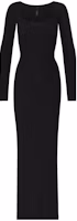 (Women) SKIMS Soft Lounge Square Neck Midi Long Sleeve Dress Onyx Black Y2K Style AP-DRS-1701-ONX (Women) SKIMS Soft Lounge Square Neck Midi Long Sleeve Dress Onyx Black Y2K Style AP-DRS-1701-ONX