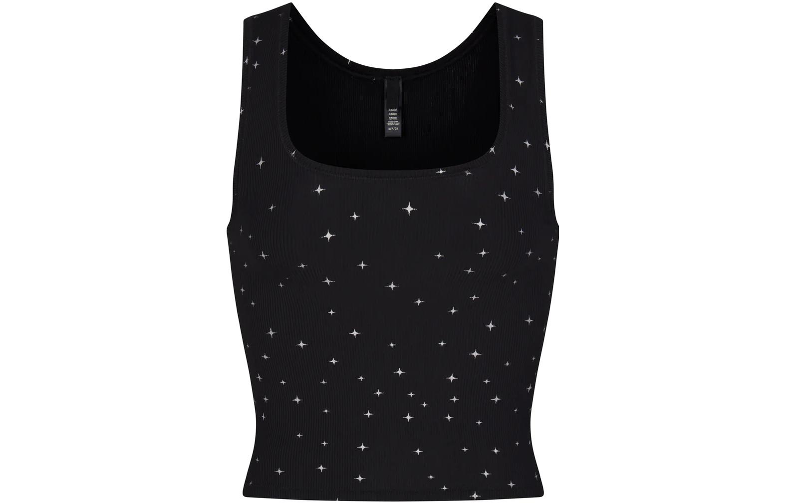 (Women) SKIMS Soft Lounge Tank Sparkle Print Scoop Neck Top Women TP-TNK-4811