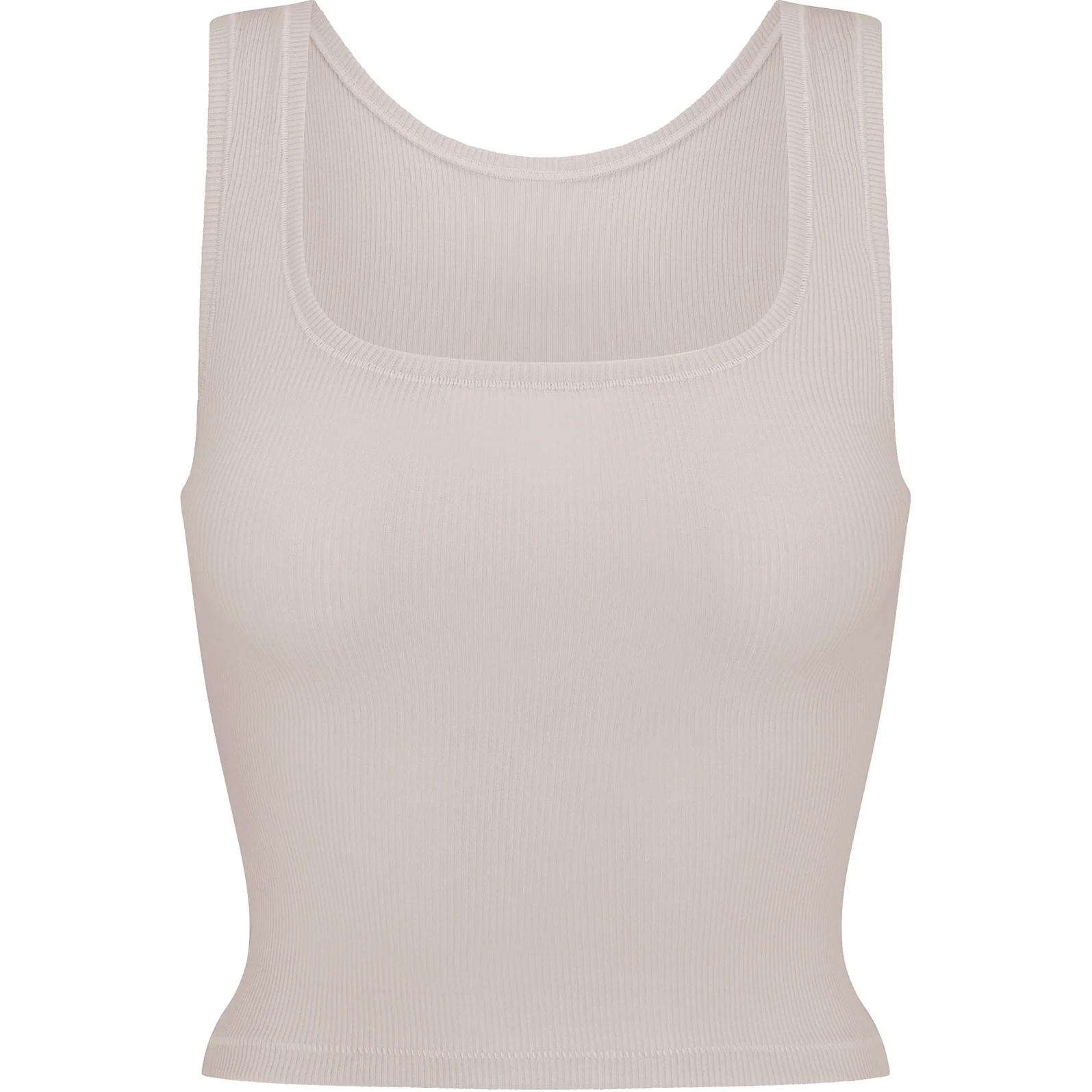 (Women) SKIMS Solid Ribbed Soft Sleeveless Tank Top STONE. AP-TNK-0038-STO