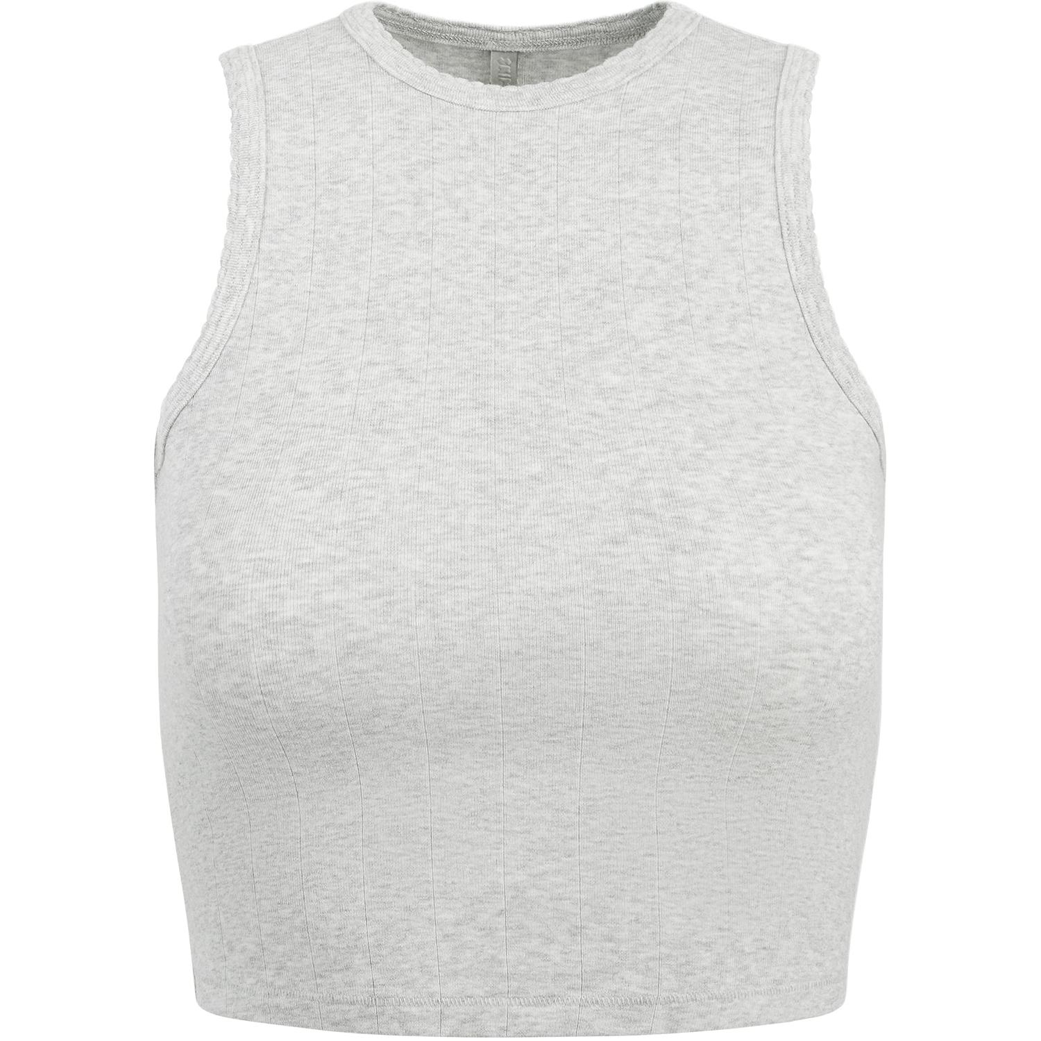 (Women) SKIMS SS25 Drop Needle Pointelle Cropped Tank Slim Fit Sleeveless Top SL-TNK-9839W-LHG