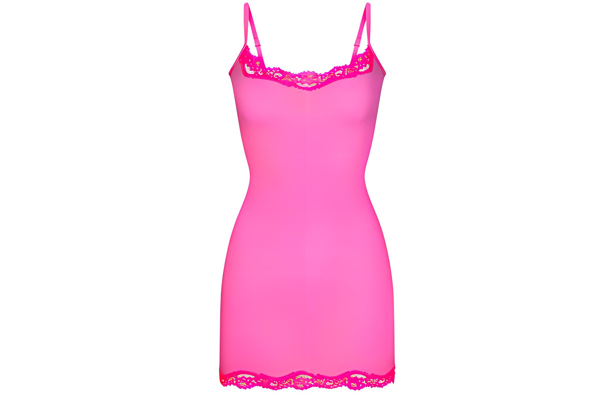 (Women) SKIMS Valentine's Fits Everybody Lace Slip Dress Taffy Tonal  Mini Dress. DR-MIN-4132-TFY