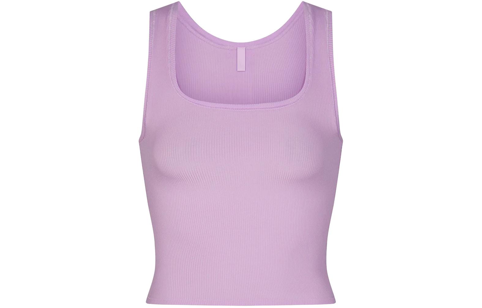(Women) SKIMS Valentine's Ribbed Square-Neck Slim Tank Top Women SUGAR PLUM/Plum. AP-TNK-0282-SGP