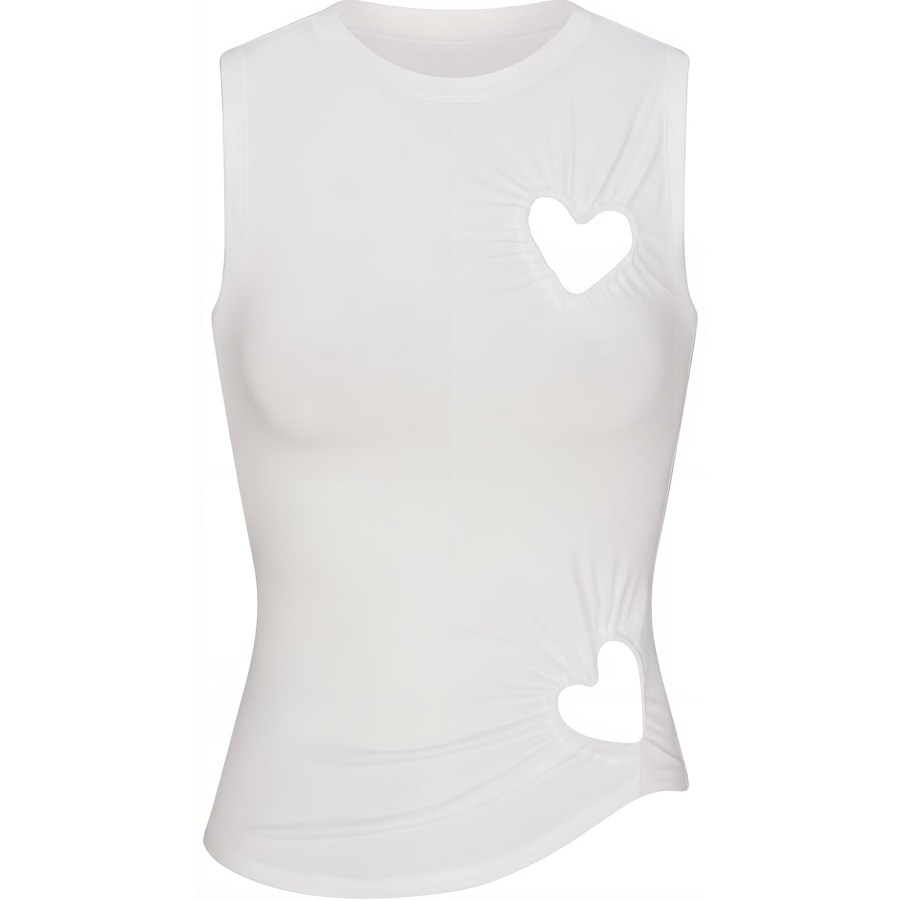 (Women) SKIMS Valentine's SS25 Cotton Jersey Heart Tank Sleeveless Top Women Snow/White TP-STT-7410W-SNO