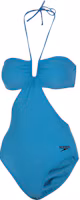 (Women) Speedo Blue Logo Triangular One-Piece Swimsuit Fashion Casual. 8-129740309 (Women) Speedo Blue Logo Triangular One-Piece Swimsuit Fashion Casual. 8-129740309