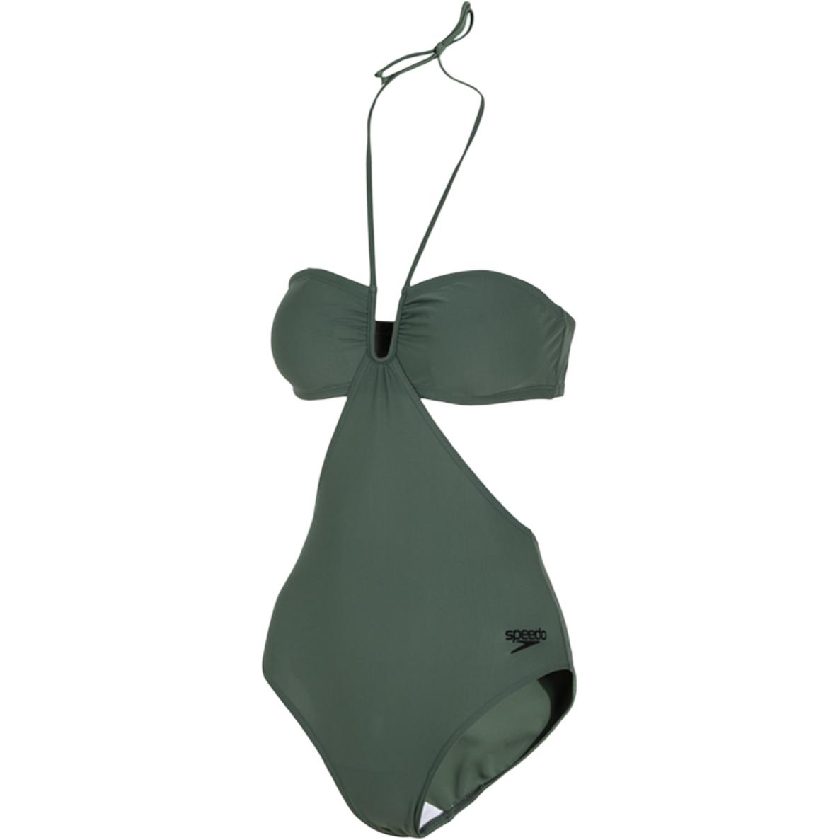 (Women) Speedo  Retro Green One-Piece Swimsuit with Embroidered Logo. 8-129741283