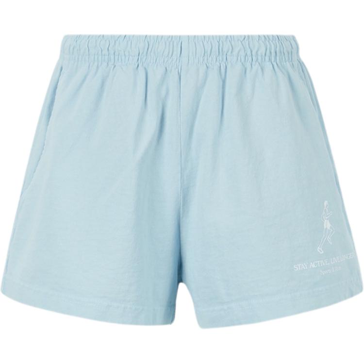 (Women) SPORTY & RICH  Blue Comfort Fit Graphic Sports Shorts. JVV1680579871972