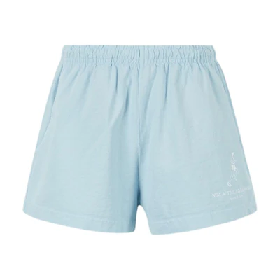 (Women) SPORTY & RICH Blue Comfort Fit Graphic Sports Shorts. JVV1680579871972