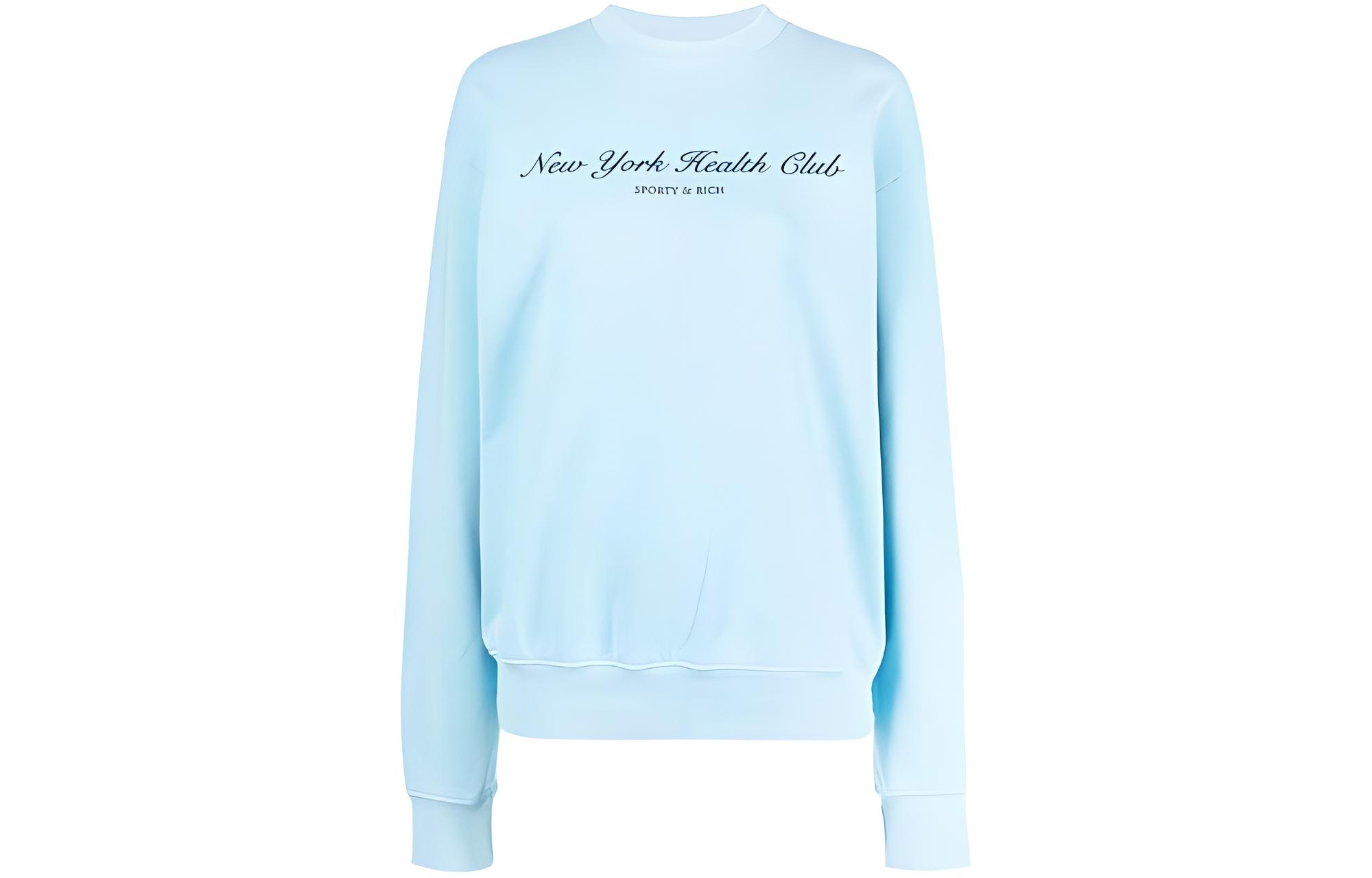 (Women) SPORTY & RICH Logo Printed Crewneck Long Sleeve Sweatshirt Women Blue CR843HOH2ONA