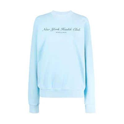 (Women) SPORTY & RICH Logo Printed Crewneck Long Sleeve Sweatshirt Women Blue CR843HOH2ONA