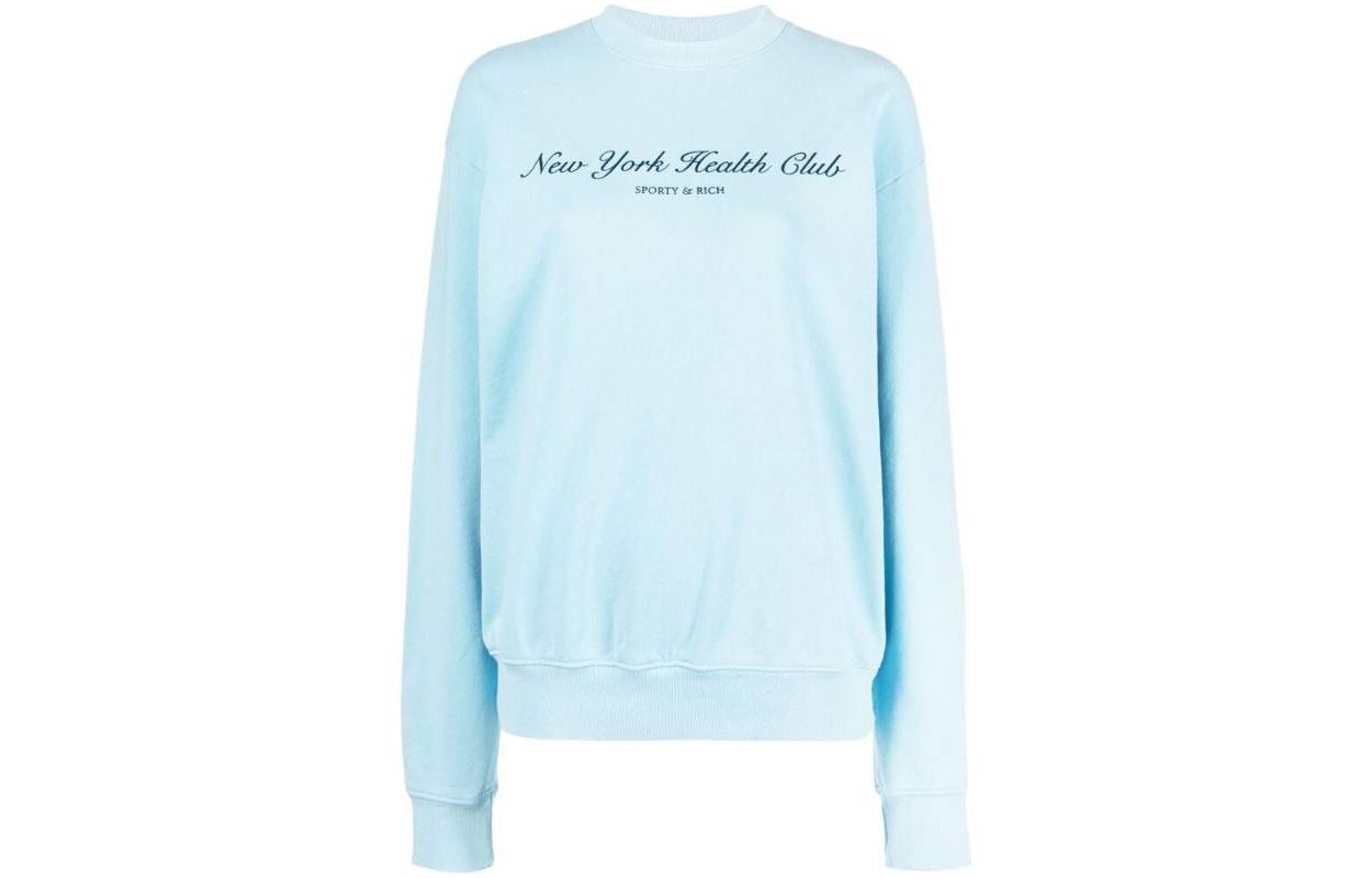 (Women) SPORTY & RICH Logo Printed Crewneck Long Sleeve Sweatshirt Women Blue CR843HOH2ONA 圖 2